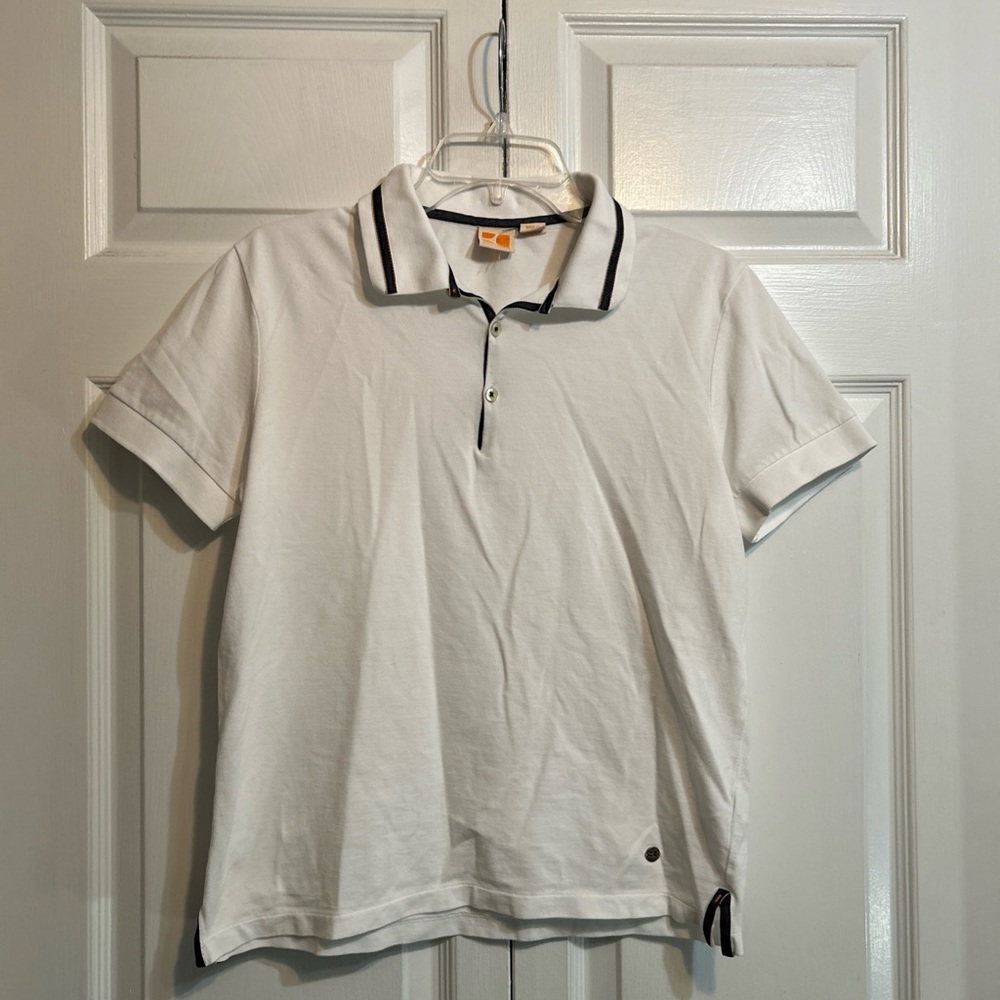 Boss Orange Polo Shirt Short Sleeve Size M Medium White Hugo Boss